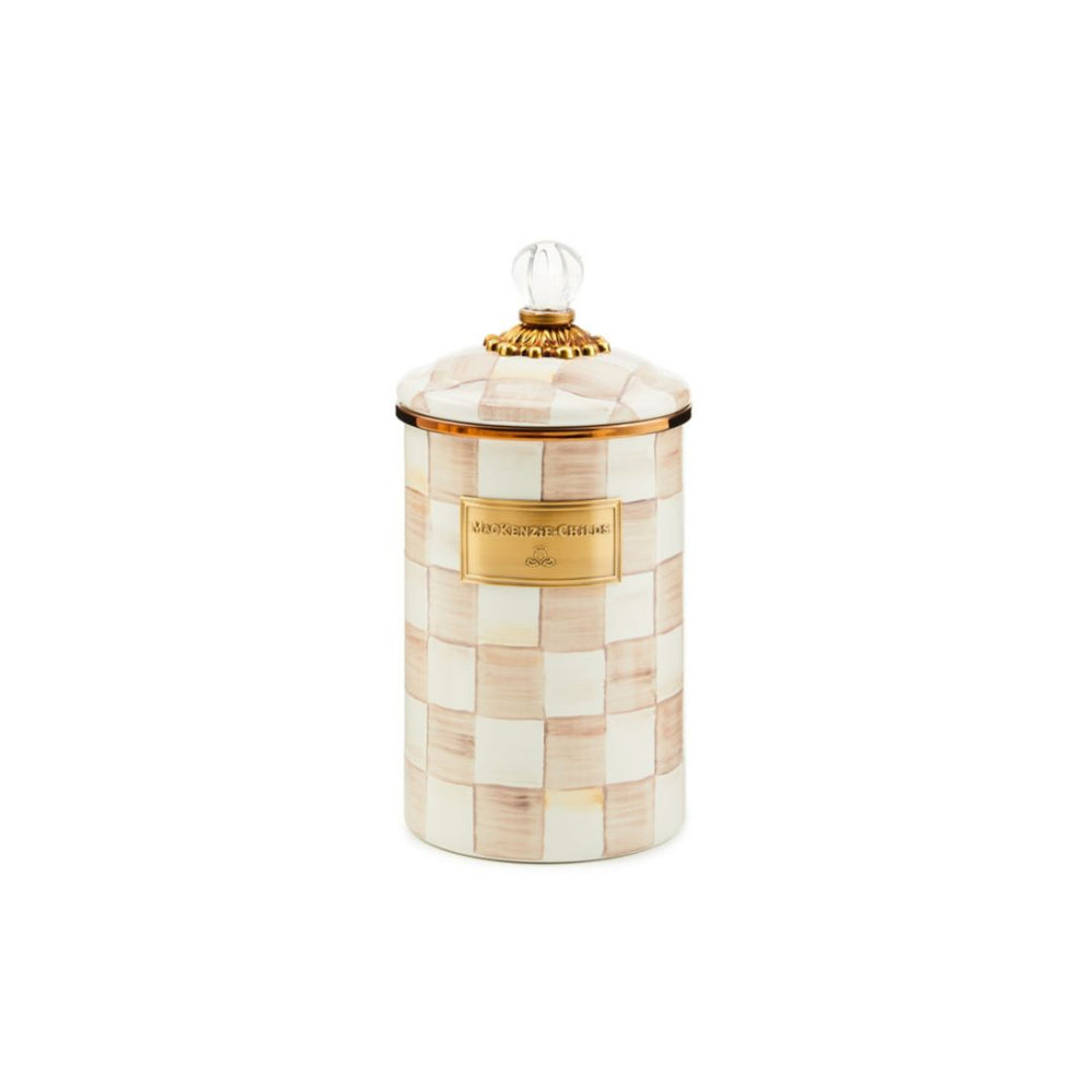 Mackenzie-Childs Handmade Mocha Check Canister in Large and Small Sizes
