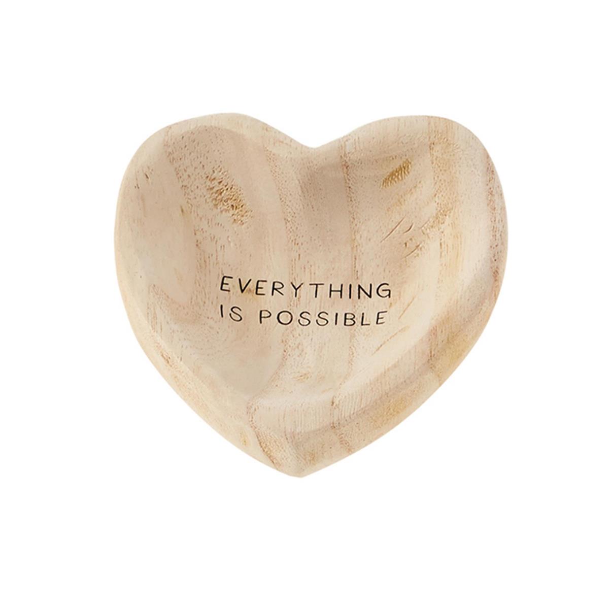 Mud Pie Paulownia Wood Heart-Shaped Trinket Tray with Etched Sentiment