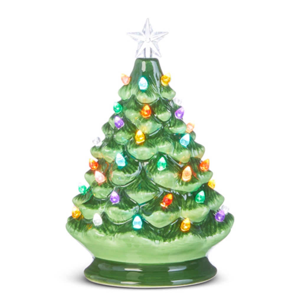Vintage 8-Inch Green Lighted Christmas Tree with Timer Function