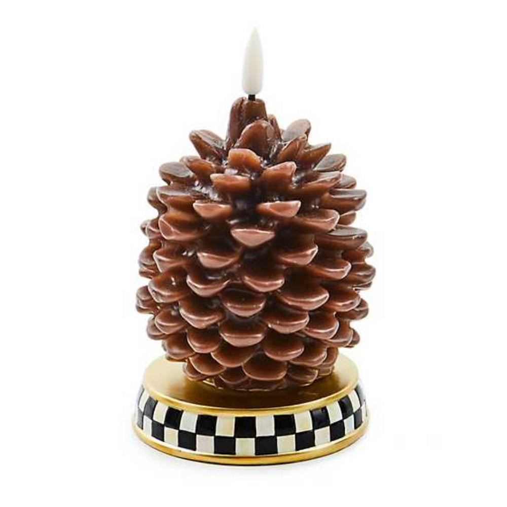 MacKenzie-Childs Battery-Operated Pinecone-Shaped Flicker Candle for Autumn Decor