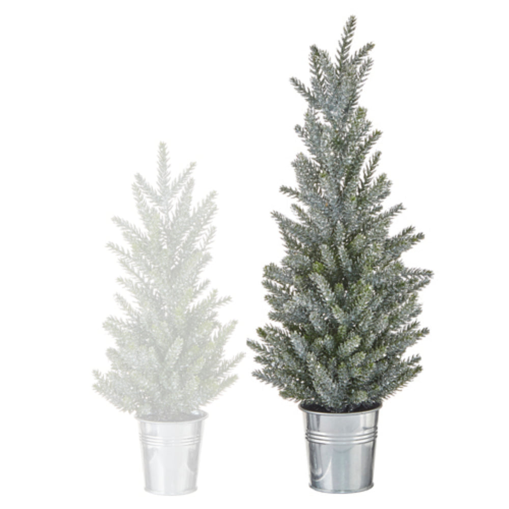 Large-Sized Green Glitter-Embellished Faux Tree in a Bucket
