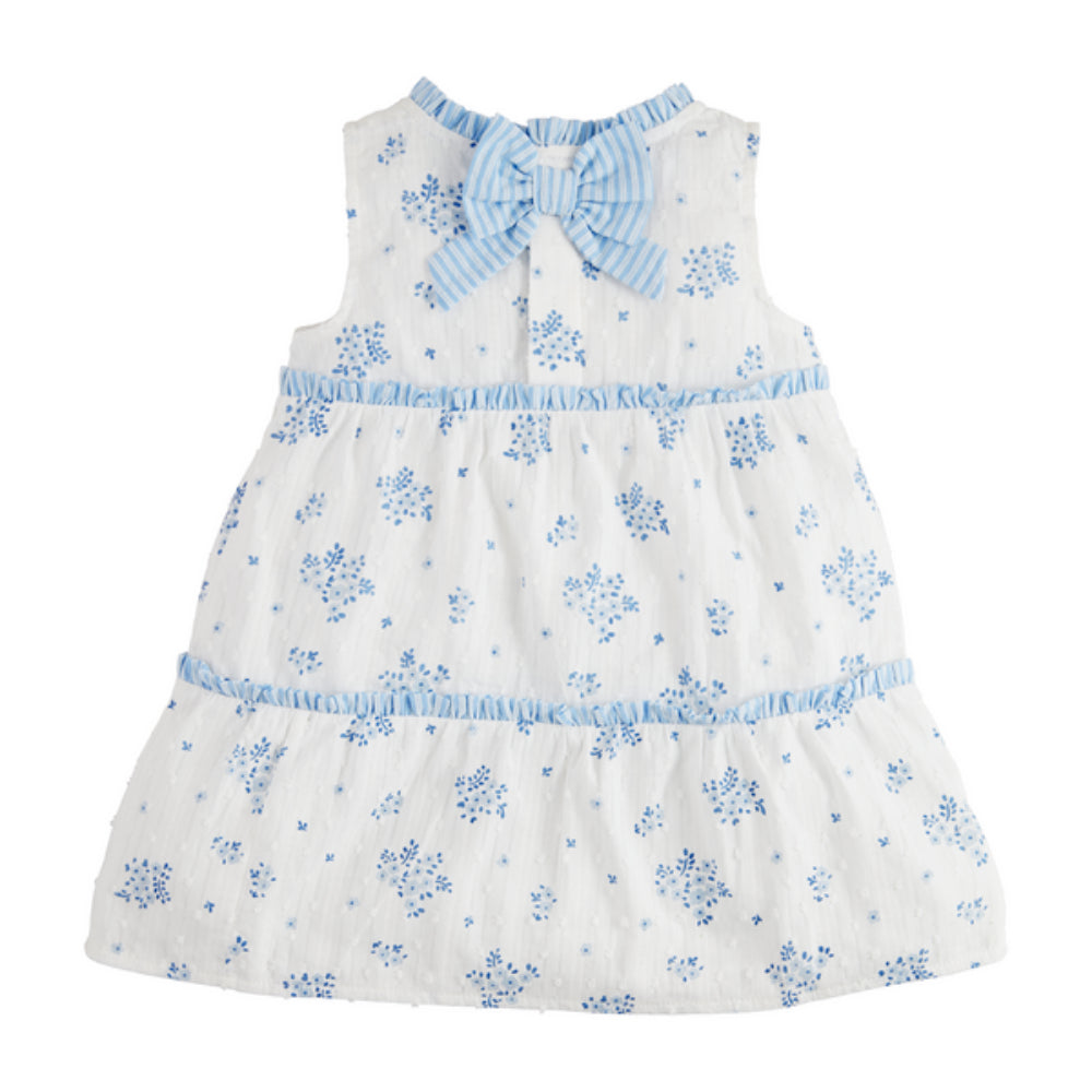 Mud Pie Toddler's Blue Floral Tiered Woven Dobby Dress for Little Girls