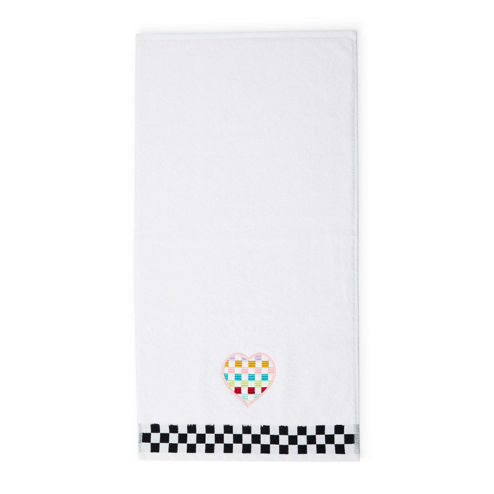 Mackenzie-Childs Multicolor Check Heart Handmade 100% Cotton Hand Towel