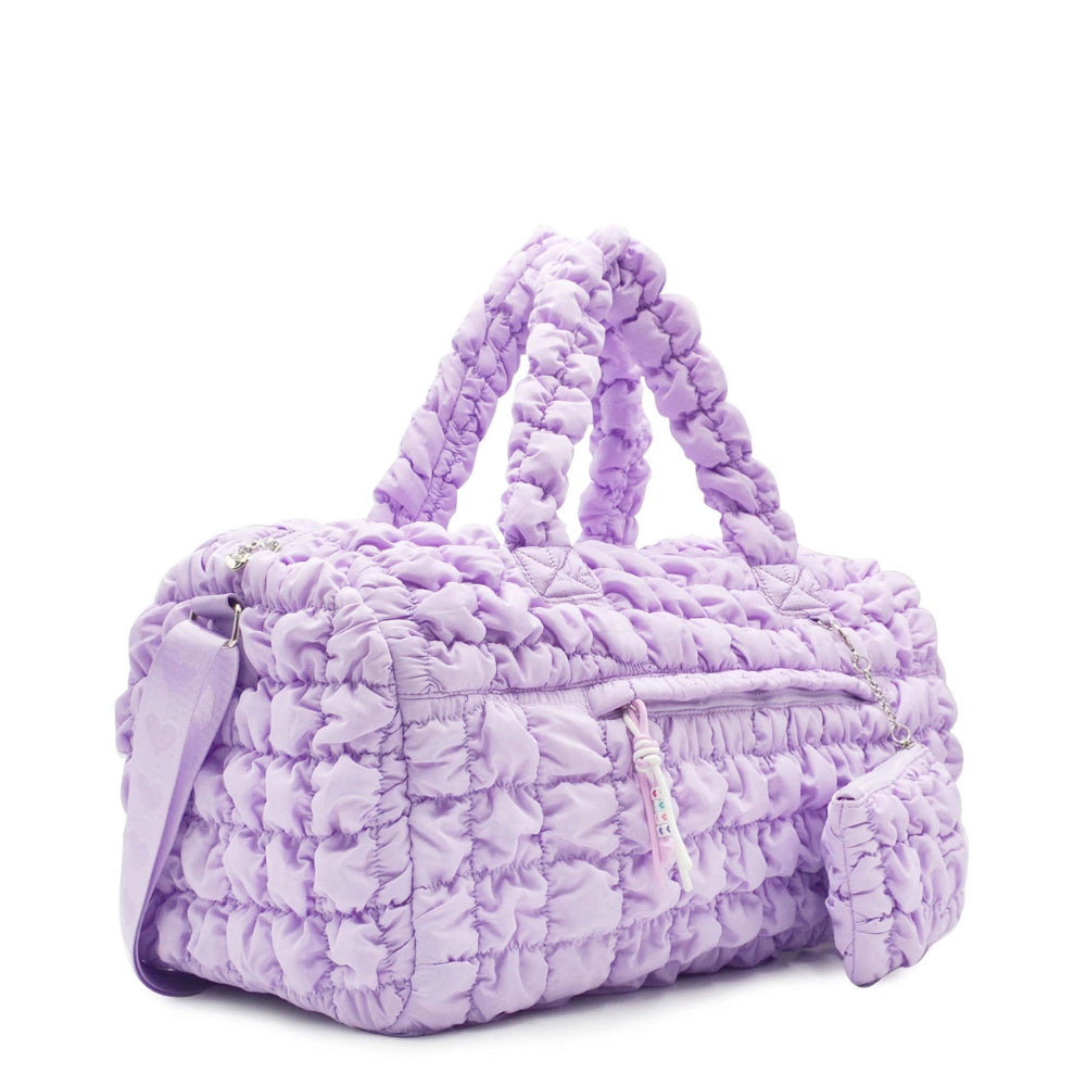 Miss Gwen's Lavender OMG Accessories Large Quilted Nylon Scrunchie-Style Duffle Bag