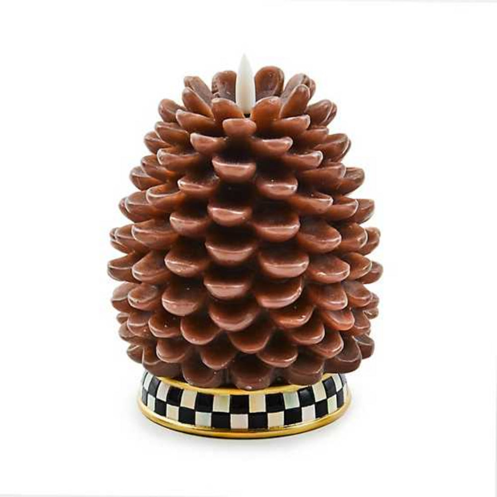 MacKenzie-Childs Battery-Operated Pinecone-Shaped Flicker Candle for Autumn Decor