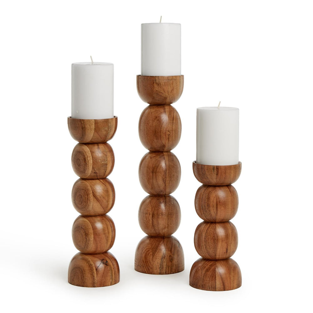 Exquisite Handmade Three-Piece Set of Pillar Candleholders by Two's Company