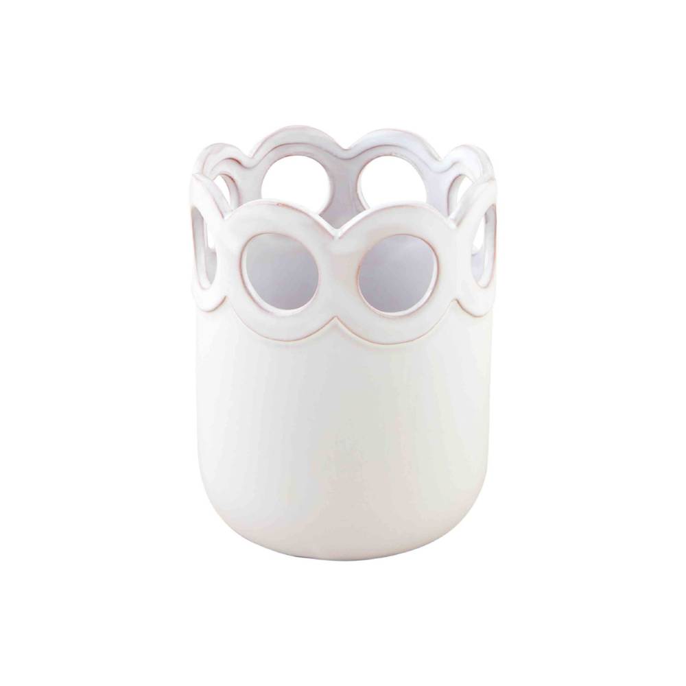Mud Pie Glazed Terracotta Scalloped Edge Utensil Holder for Spring Kitchen Refresh