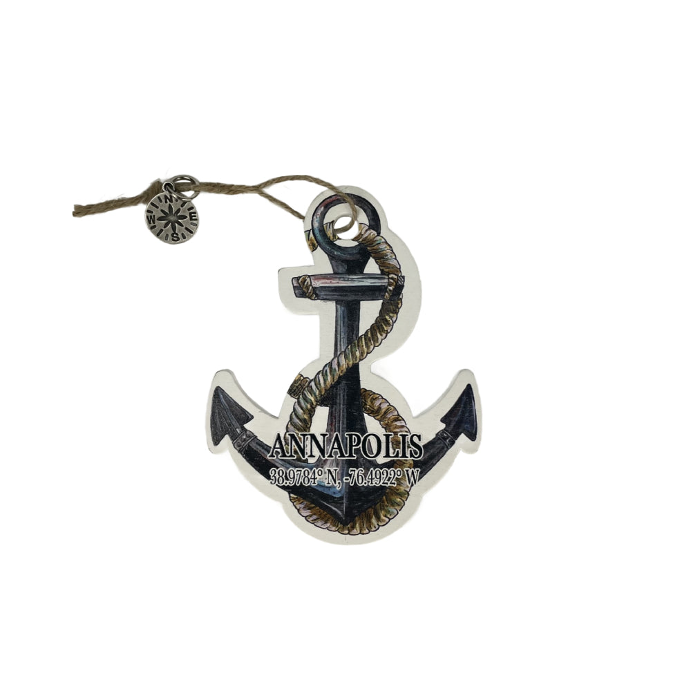 Custom Map Mom Wood Anchor Ornament from Annapolis