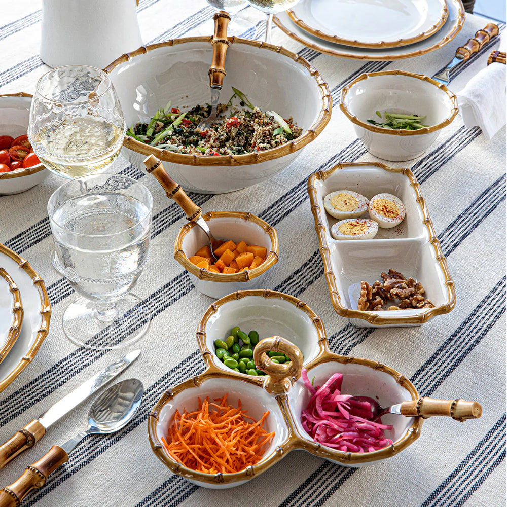 Juliska Classic Bamboo Style Triple Serving Server for Cocktails and Snacks