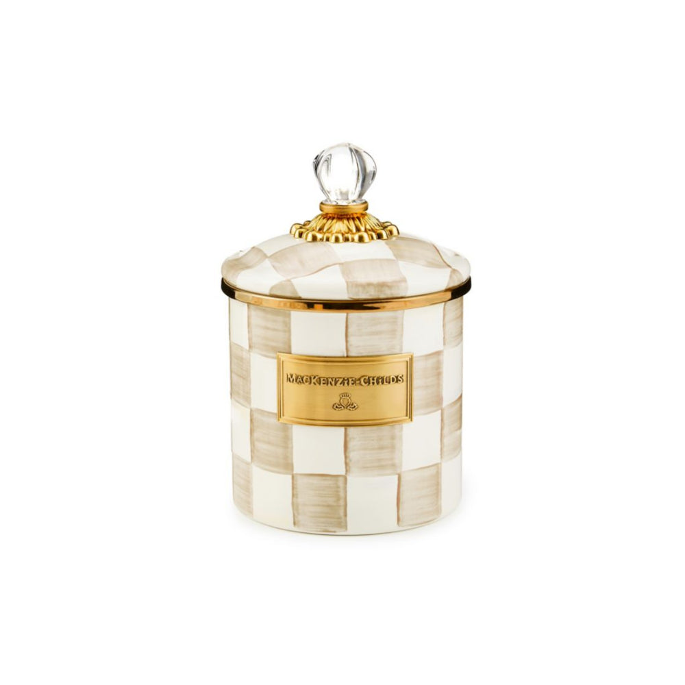 Mackenzie-Childs Handmade Mocha Check Canister in Large and Small Sizes