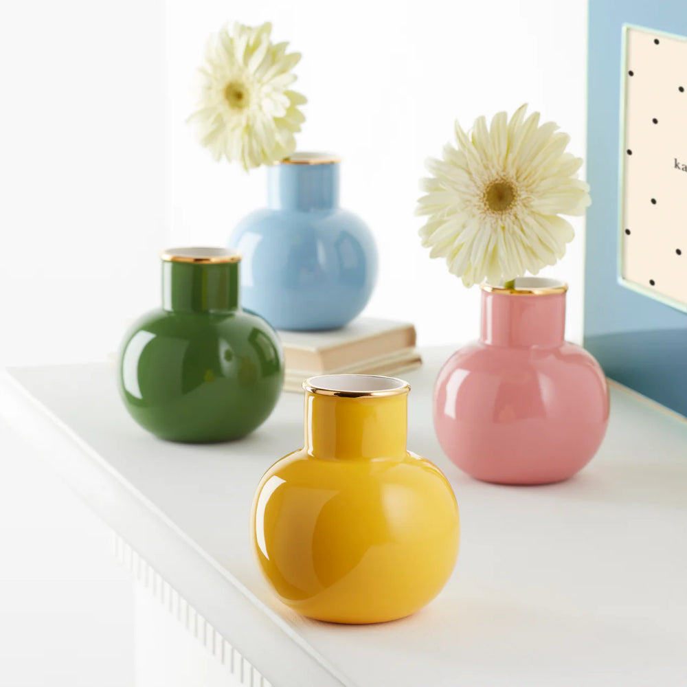Kate Spade Vibrant Small Green Vase with 24K Gold Accents