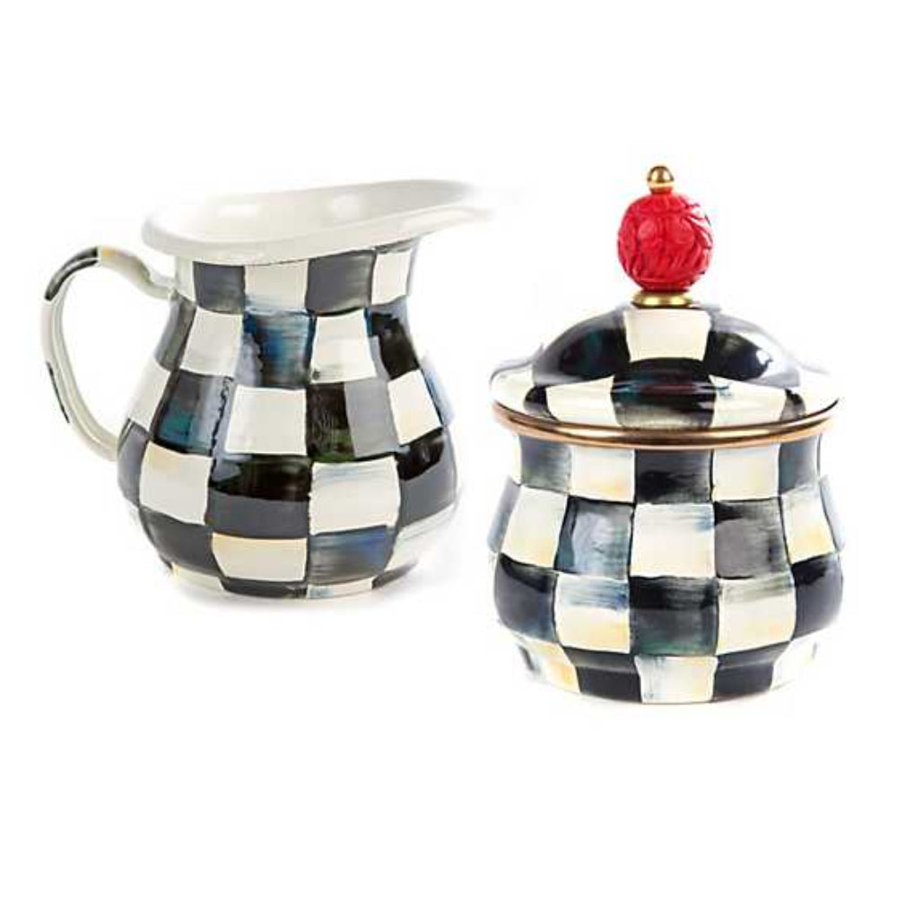 MacKenzie-Childs Stylish Courtly Check Creamer and Sugar Bowl Combo Set