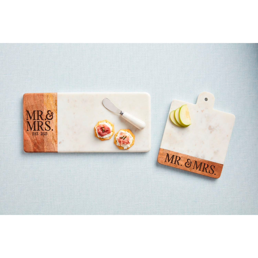 Mud Pie Mr. and Mrs. Established 2025 Elegant Two - Piece Serving Board Set