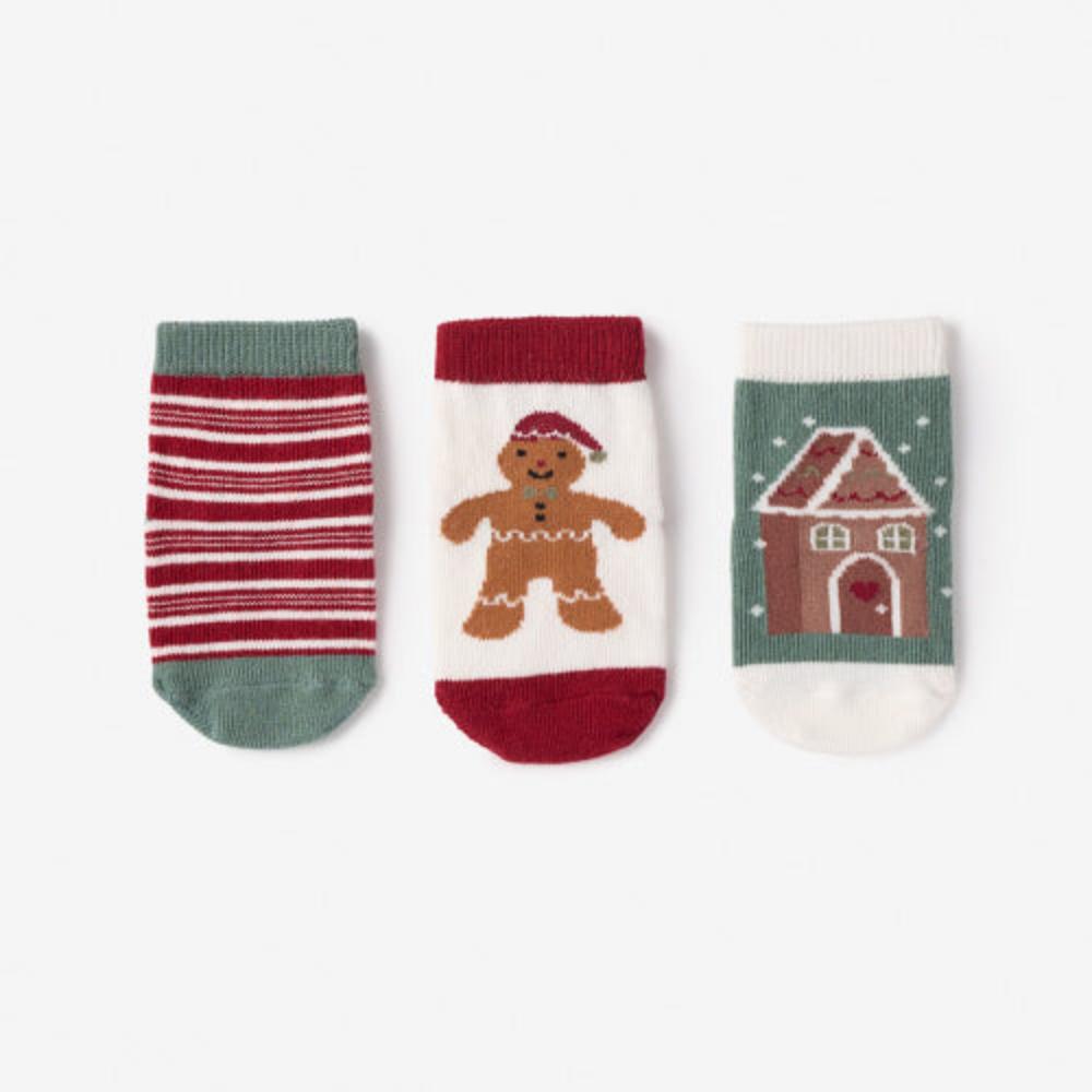 Charming 3-Pack Baby Gingerbread Christmas Socks for 0 - 12 Months