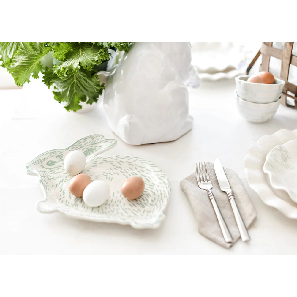 On Sale! Colorful Ceramic Speckled Rabbit Serving Platter for Spring