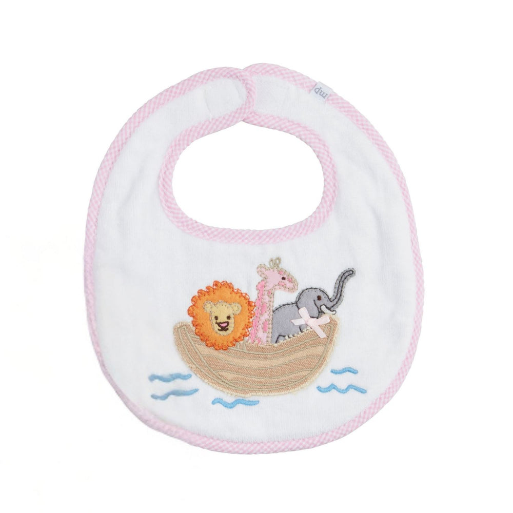 Mud Pie Soft Velour Terry Noah's Ark Bib with Gingham Trim