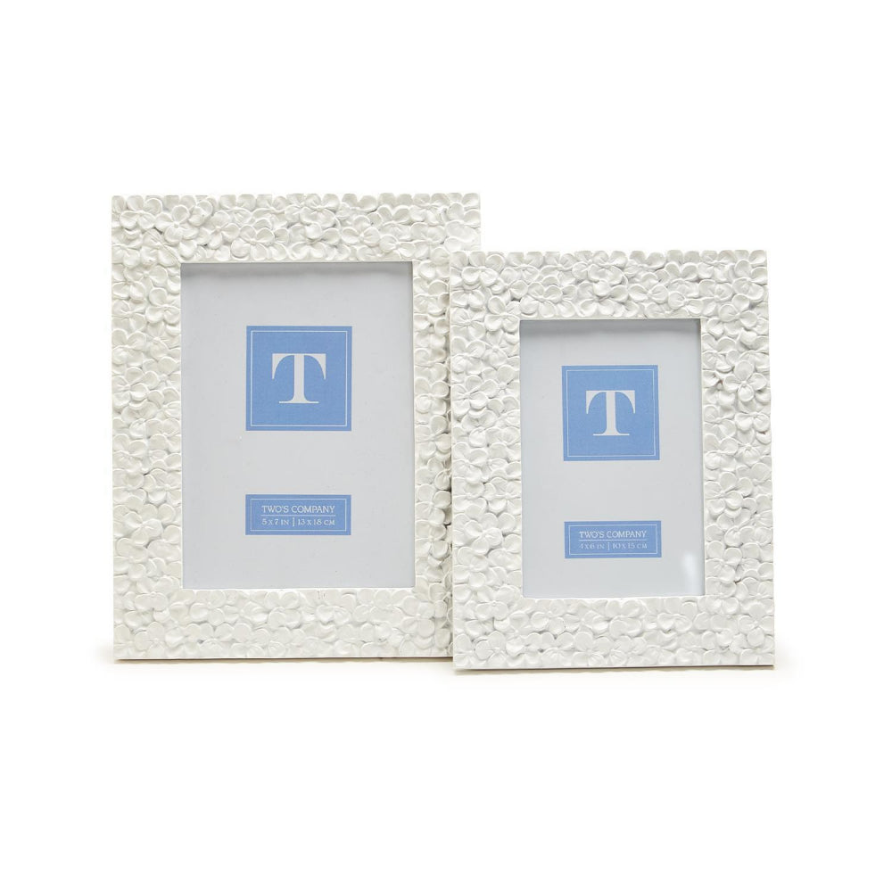 Two's Company Elegant Hydrangea Flower Resin Photo Frames in 4x6 and 5x7 Sizes