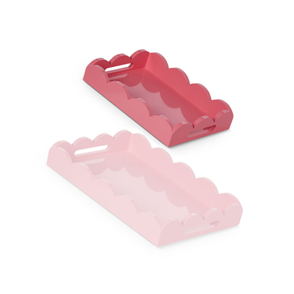 Raz Imports Assorted Bubblegum-Style Scalloped MDF Trays in Large & Small Sizes