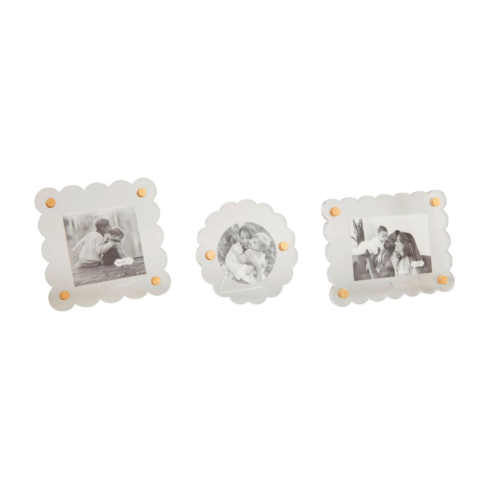 Mud Pie Mini Elegant Scalloped Acrylic Photo Frames for Displaying Precious Memories