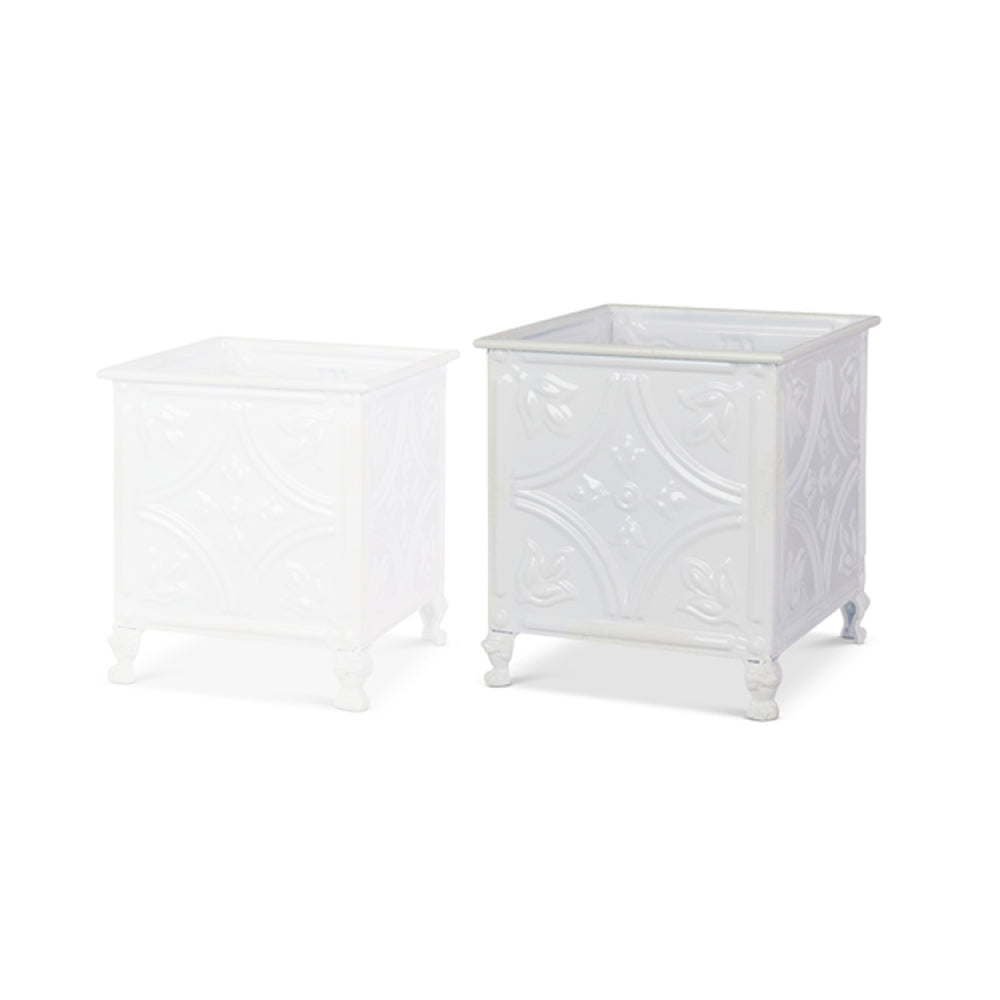 Raz Imports 10.75-Inch White Iron Tile Planters for Individual Sale