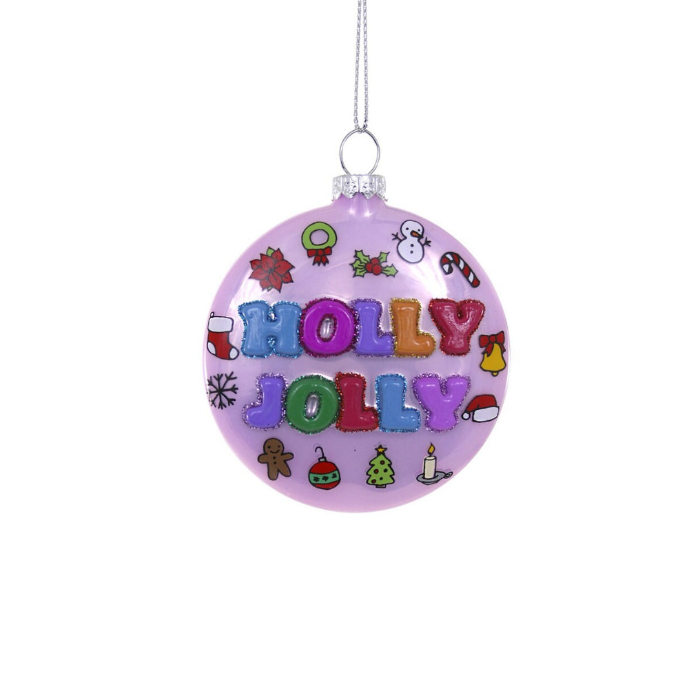 Cody Foster & Co Christmas Holly Jolly Decorative Glass Ornament for Festive Seasons
