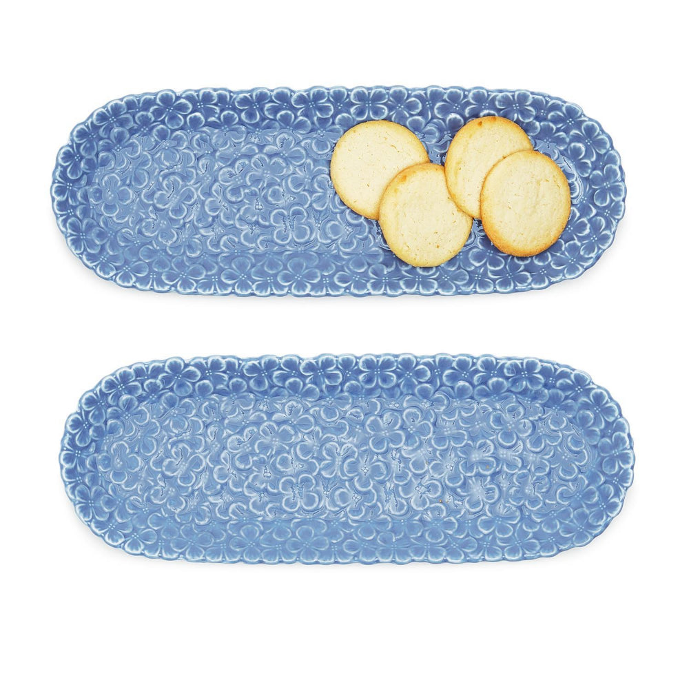 Two's Company Premium Porcelain Hydrangea Cracker Dishes - Set of 2