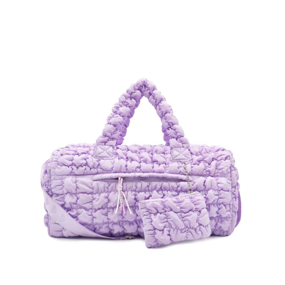 Miss Gwen's Lavender OMG Accessories Large Quilted Nylon Scrunchie-Style Duffle Bag