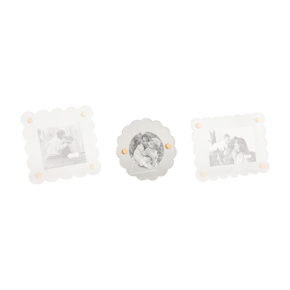 Mud Pie Mini Elegant Scalloped Acrylic Photo Frames for Displaying Precious Memories