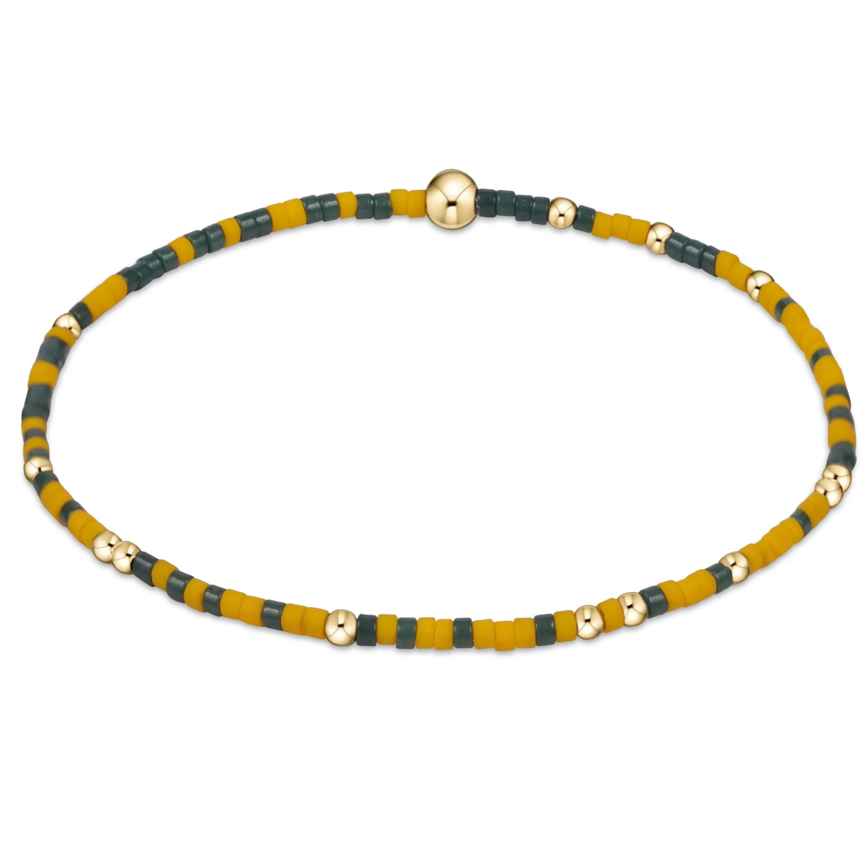 enewton 5.5-inch egirl Gameday Bracelet with Hope Unwritten Design in Dark Green and Golden Yellow