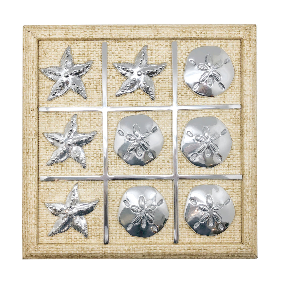 Elegant Mariposa Faux Grass Cloth Tic Tac Toe Game Set for Indoor Entertainment