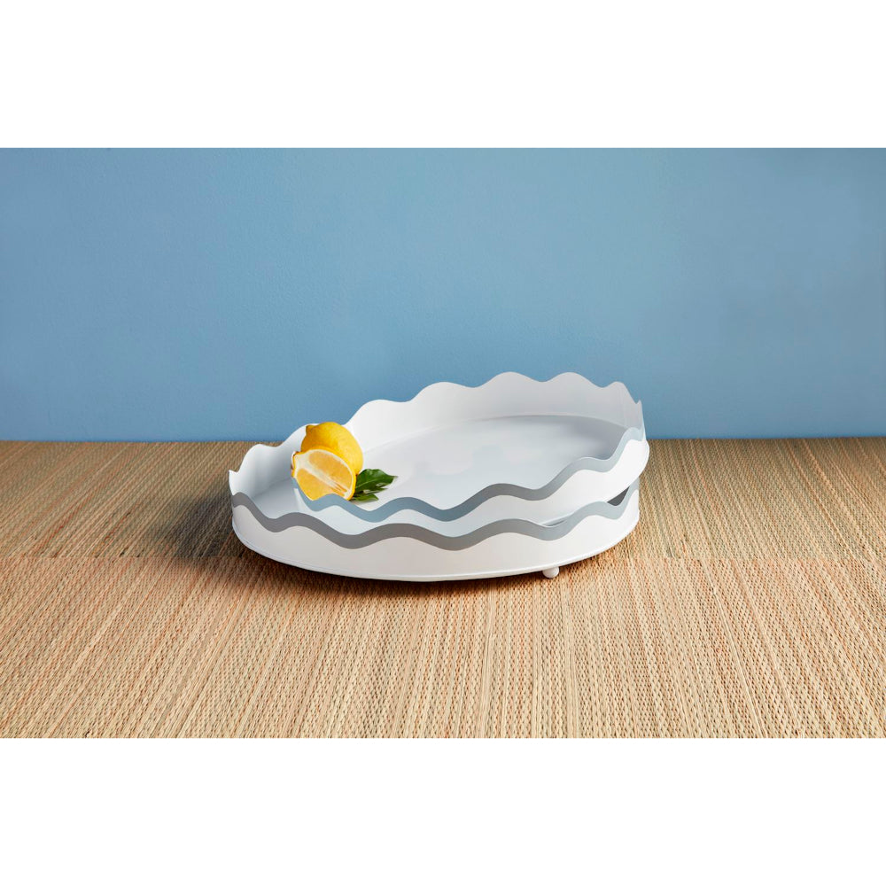 Mud Pie Hand - painted Wavy - edged Tin Metal Trays in 2 Sizes