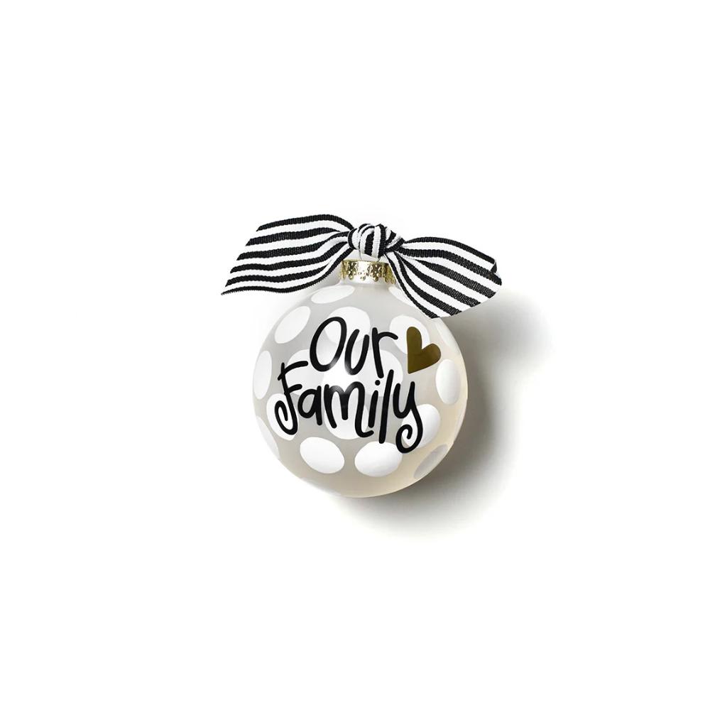 Colorful Cotton Our Family Christmas Glass Ornament for Festive Decorations