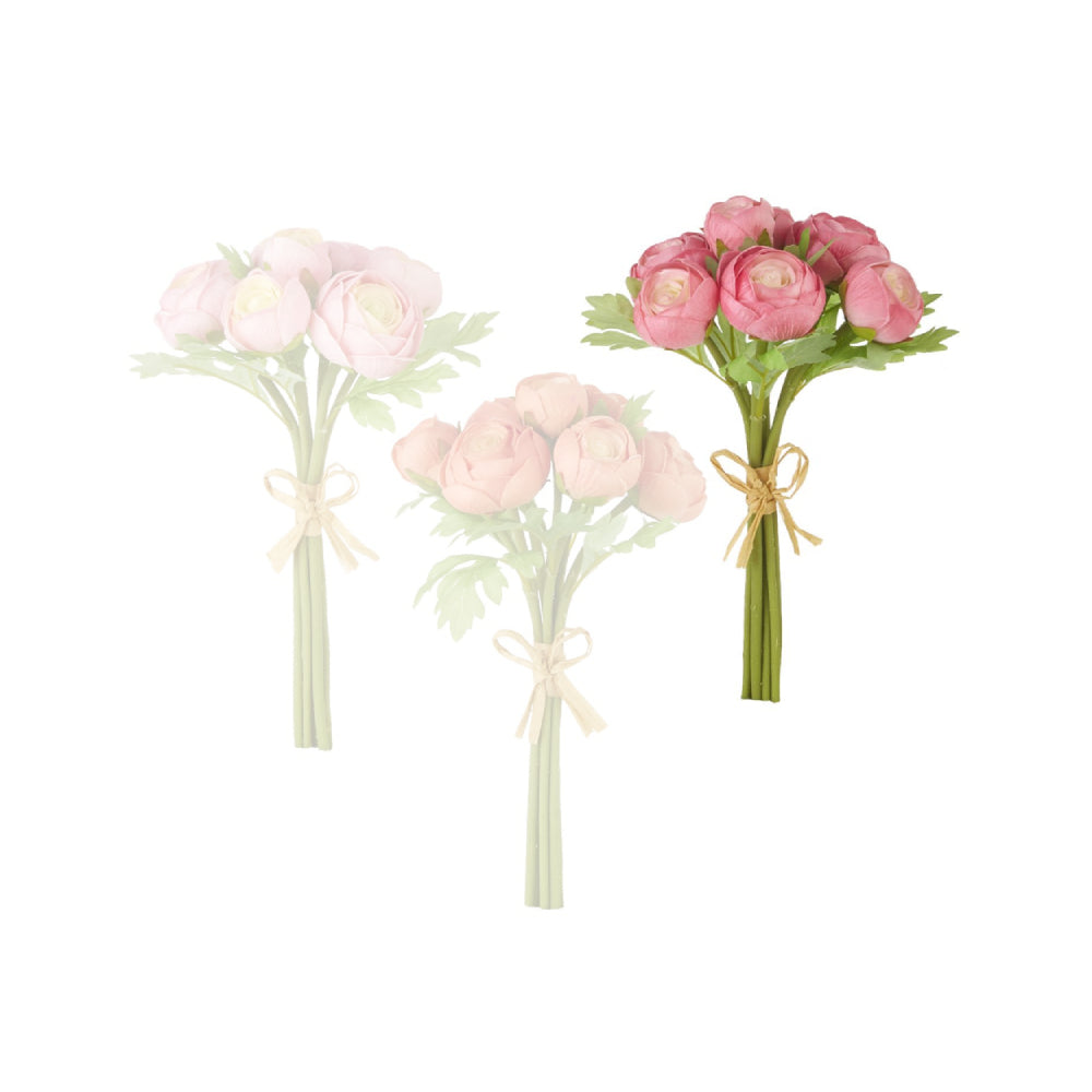 Raz Imports Artificial 11-Inch Soft Touch Ranunculus Flower Bundle in Peach and Pink Colors
