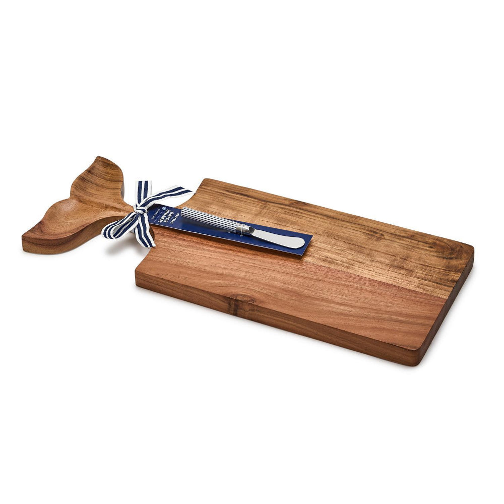 Charming Two's Company Oh Whale Wooden Serving Board with Spreader