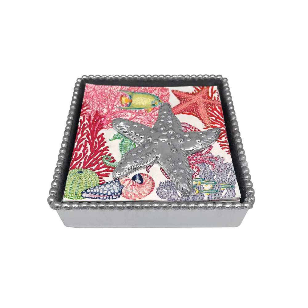 Exquisite Mariposa Beaded Sea Star Cocktail Napkin Box for Dining Tables