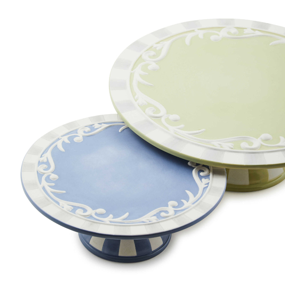 MacKenzie-Childs Exquisite Cameo Design Small Pedestal Serving Platter