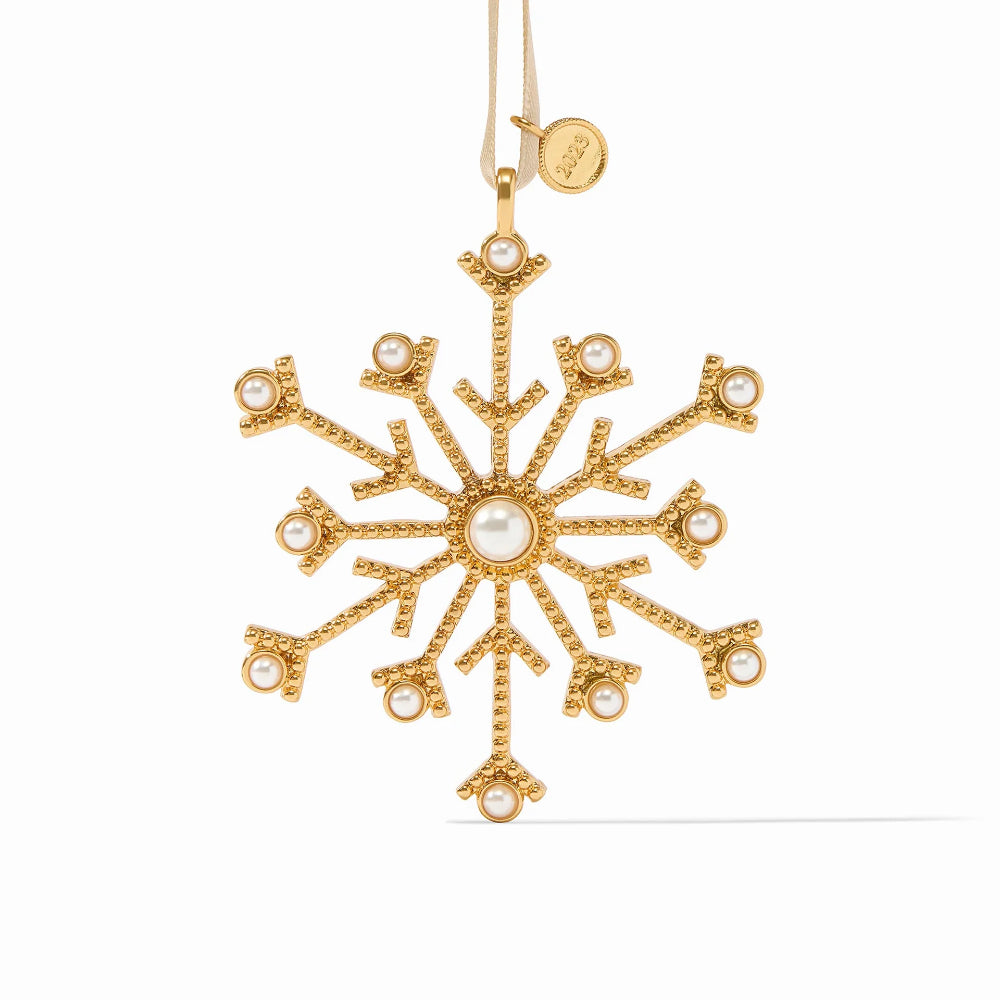 Julie Vos 2023 Commemorative Golden Snowflake Christmas Ornament with Pearls