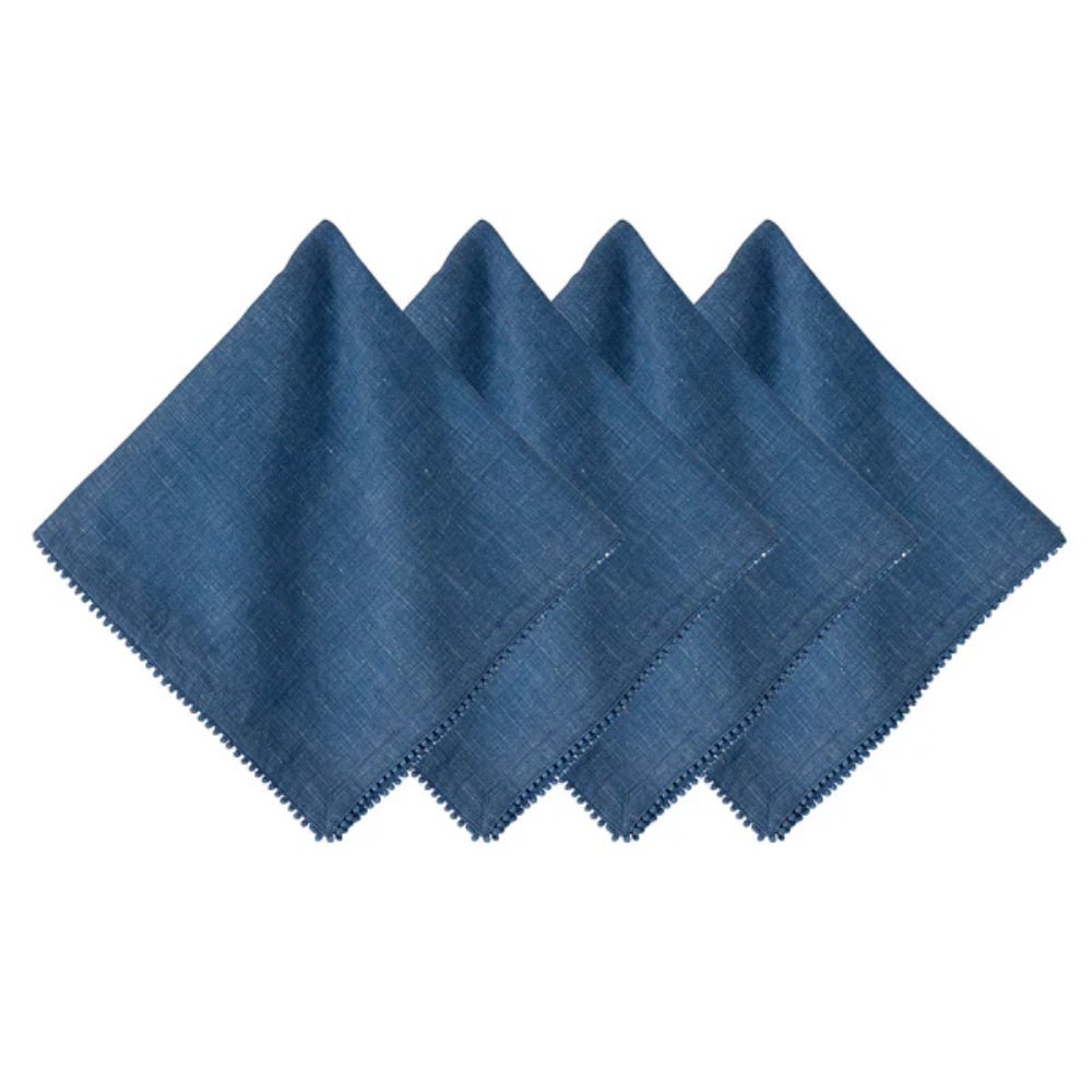 Juliska Navy Berry Trim Dinner Napkins (Sold Individually)