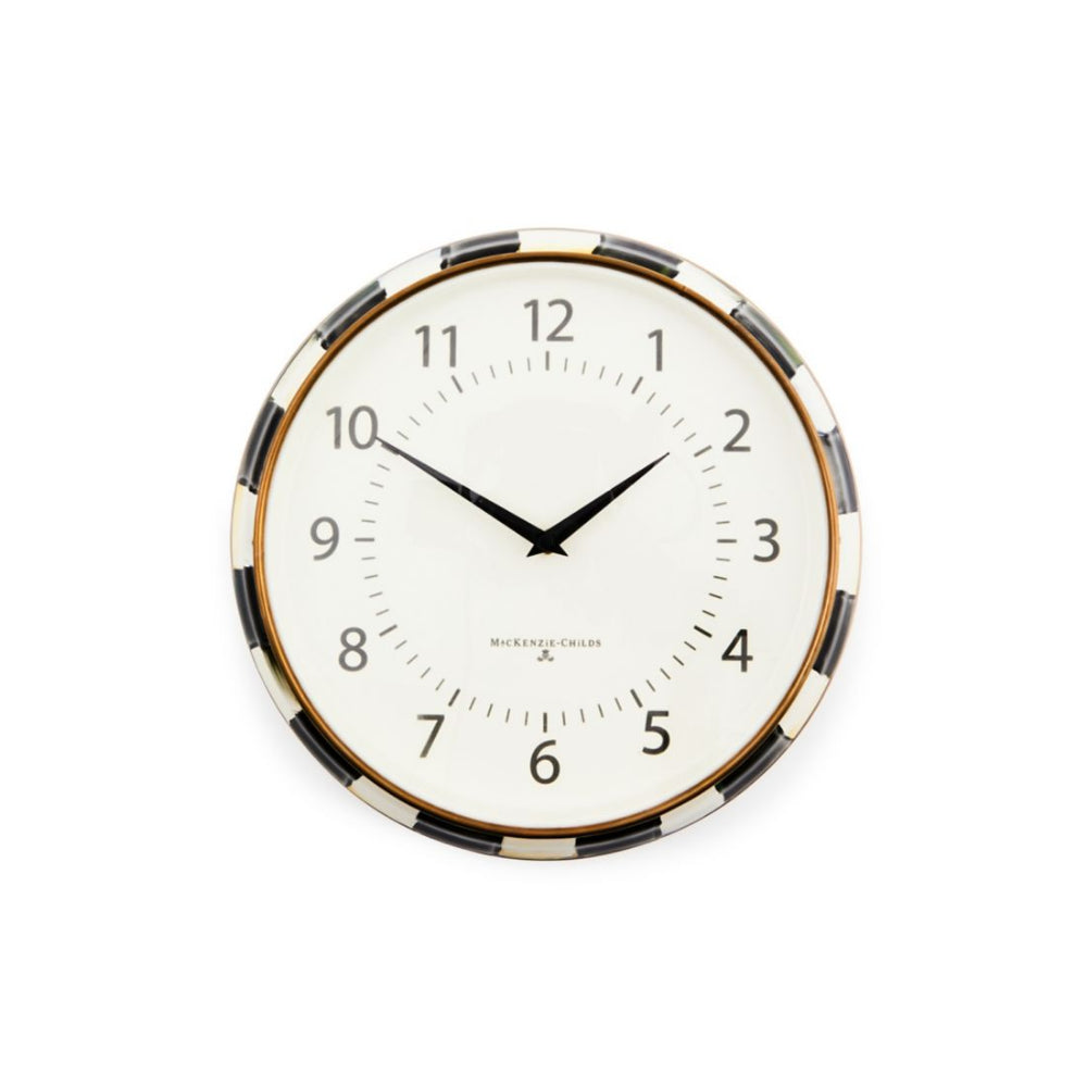 MacKenzie-Childs Hand-Painted Courtly Check School Wall Clock, 12.25