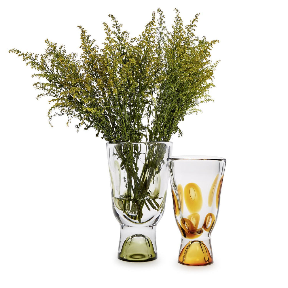 Two's Company Hand-Blown Artistic Glass Vase with Mesmerizing Circle Design