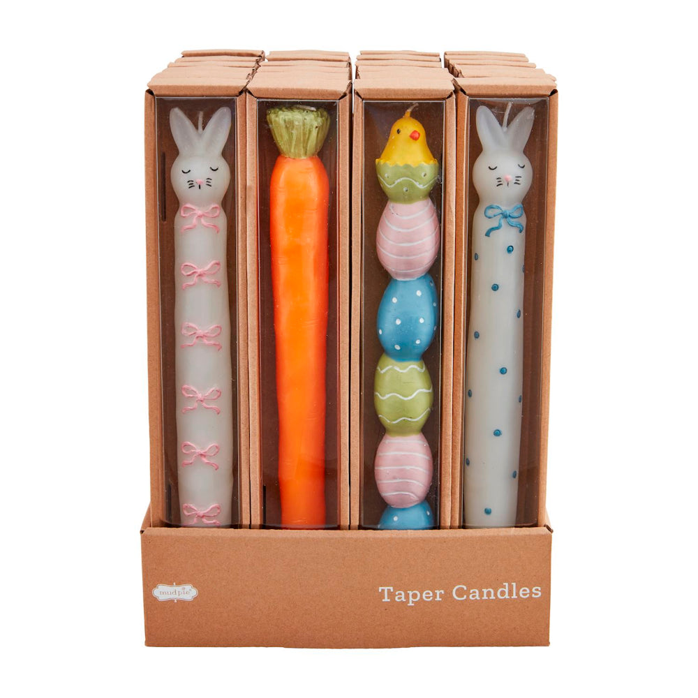 Hand - painted Mud Pie Taper Candle for Easter