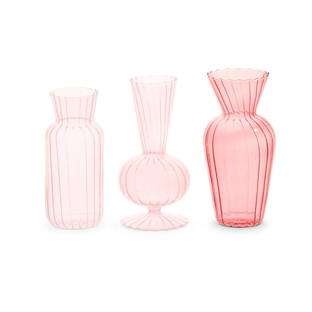 Raz Imports Set of 6 Pink Glass Vases for Decorative Purposes