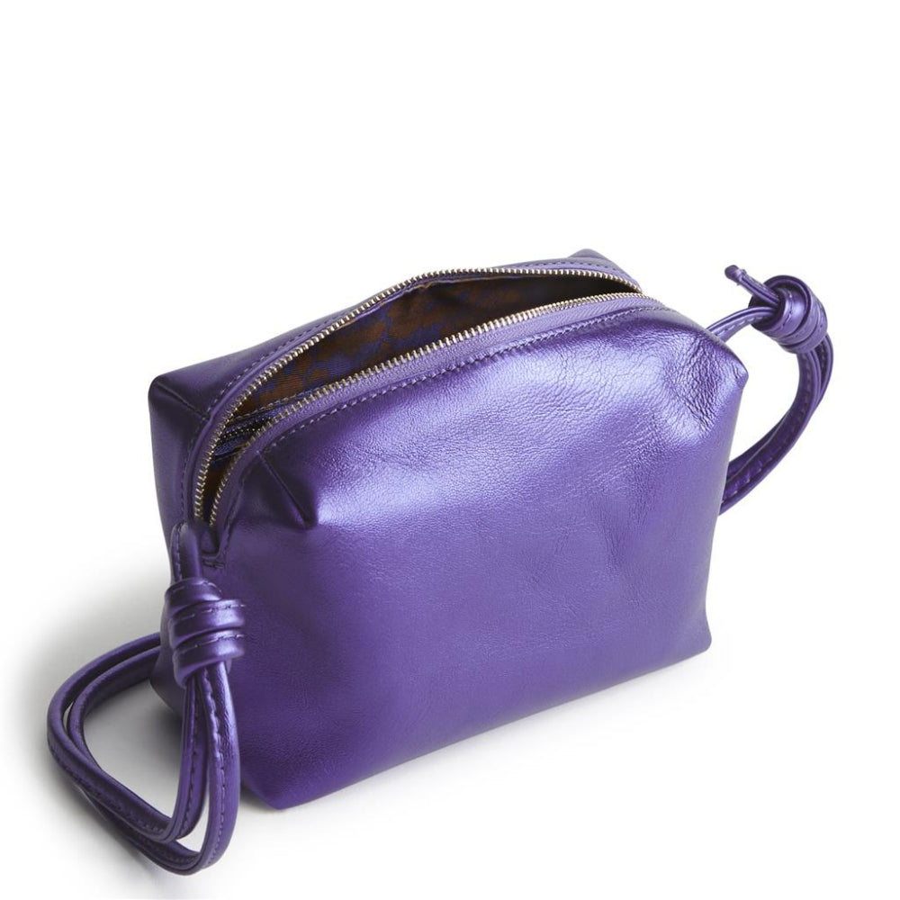 Purple Metallic Leather Vera Bradley Blake Compact Crossbody Bag