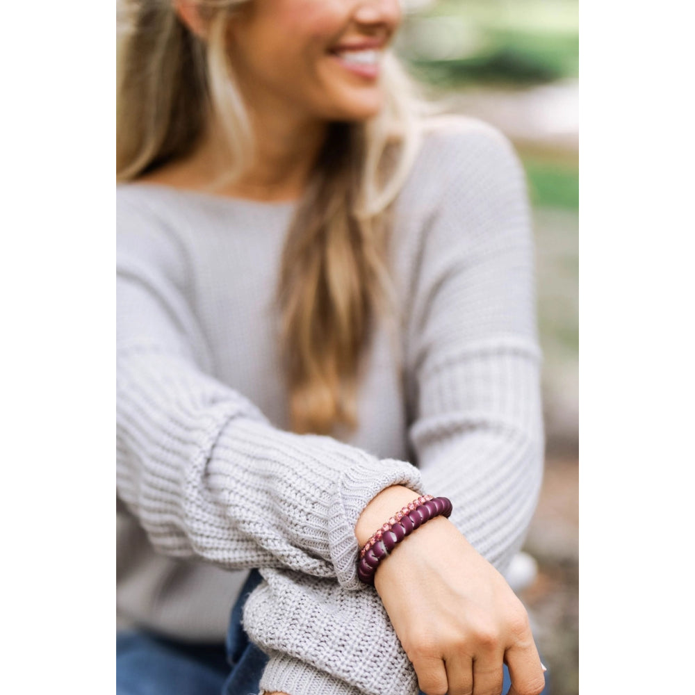 TELETIES Premium Spiral Hair Coils Mixed Pack - Burgundy Bliss Hair Ties for Stylish Hair Holding