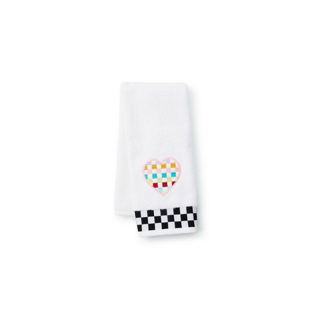 Mackenzie-Childs Multicolor Check Heart Handmade 100% Cotton Hand Towel