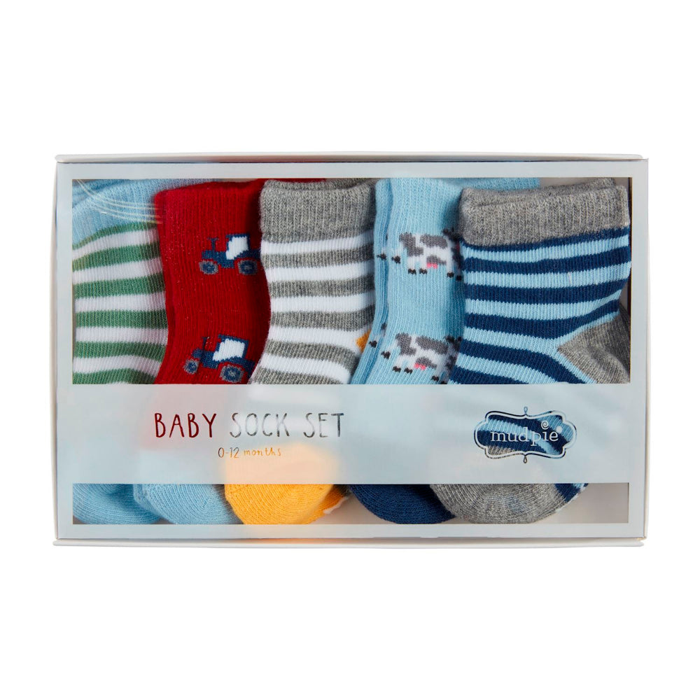Mud Pie Set of Farm - Themed Infant Cotton Sock Gift Box