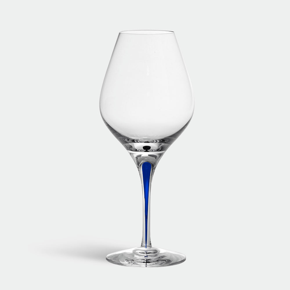 Swedish Mouth-Blown Orrefors Intermezzo Blue Aroma Wine Glass