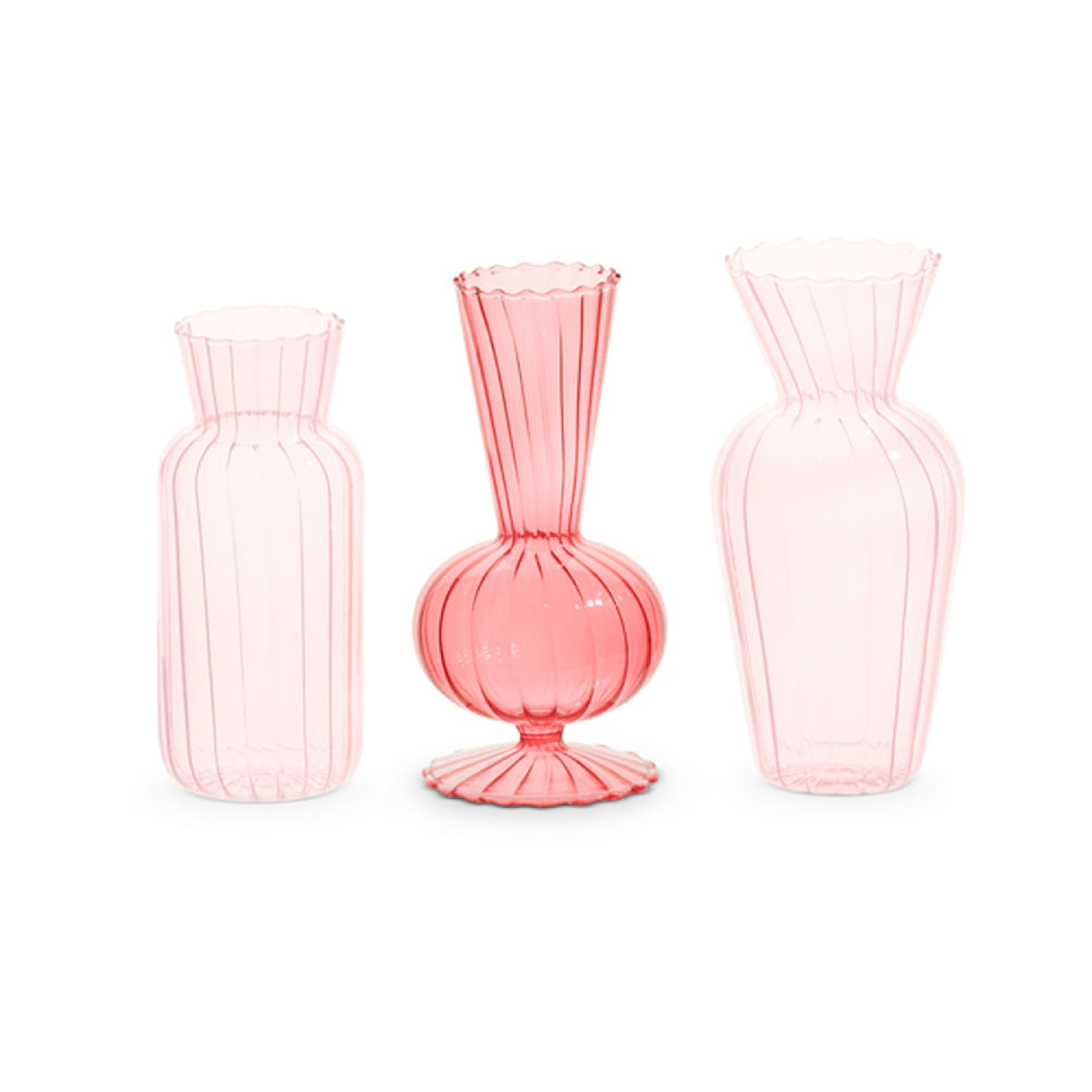 Raz Imports Set of 6 Pink Glass Vases for Decorative Purposes