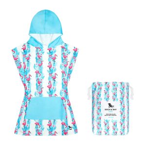 Dock & Bay Kids Flamingo-themed Quick-drying Hooded Beach Towel
