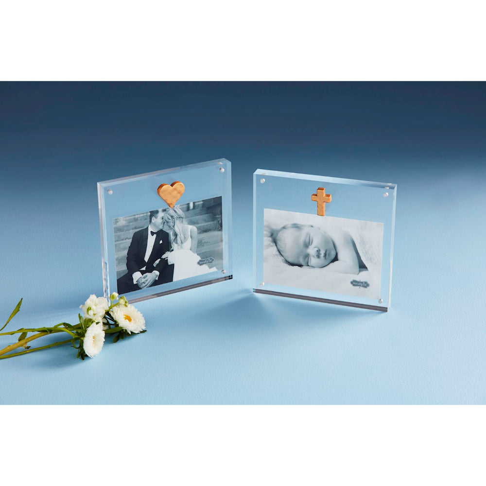 Stylish Mud Pie Acrylic Photo Frames in Heart & Cross Design - 4 x 6 Size